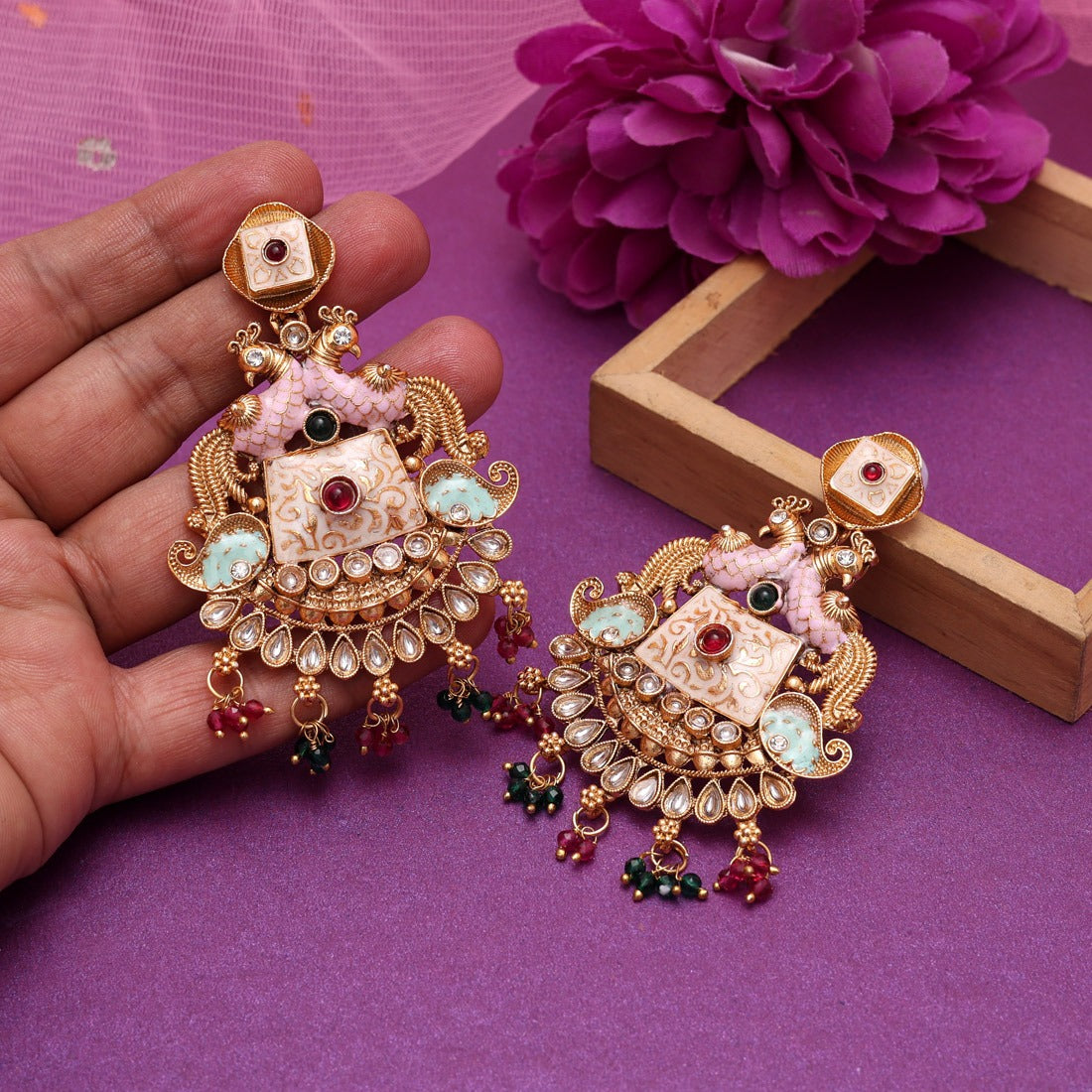 Gulabi Morani Earrings